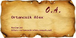 Ortancsik Alex névjegykártya